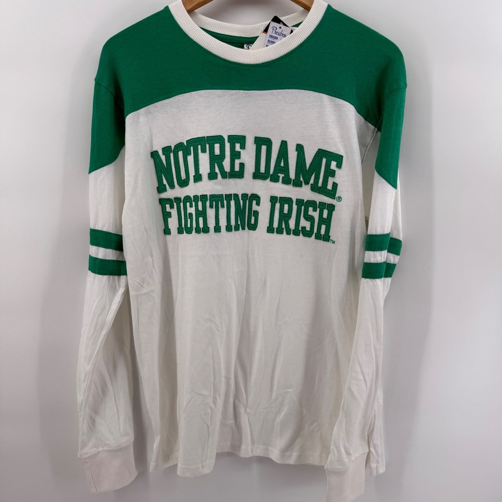 Pressbox Notre Dame Fighting Irish Long Sleeve T-Shirt Green White Medium